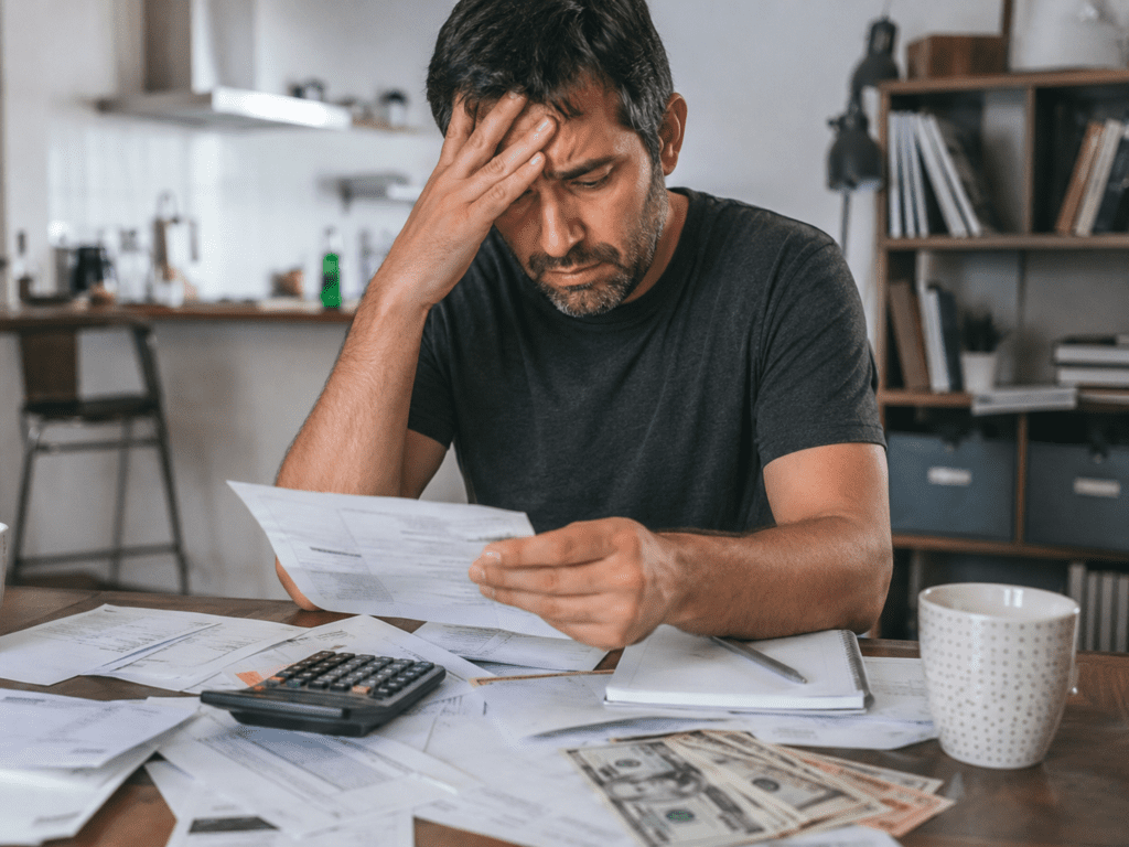 Man stressed about debt consolidation bills in Canada